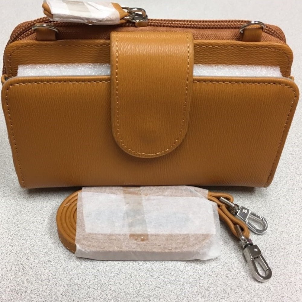 NWOT Compact & Cute Caramel Clutch/Cross Body